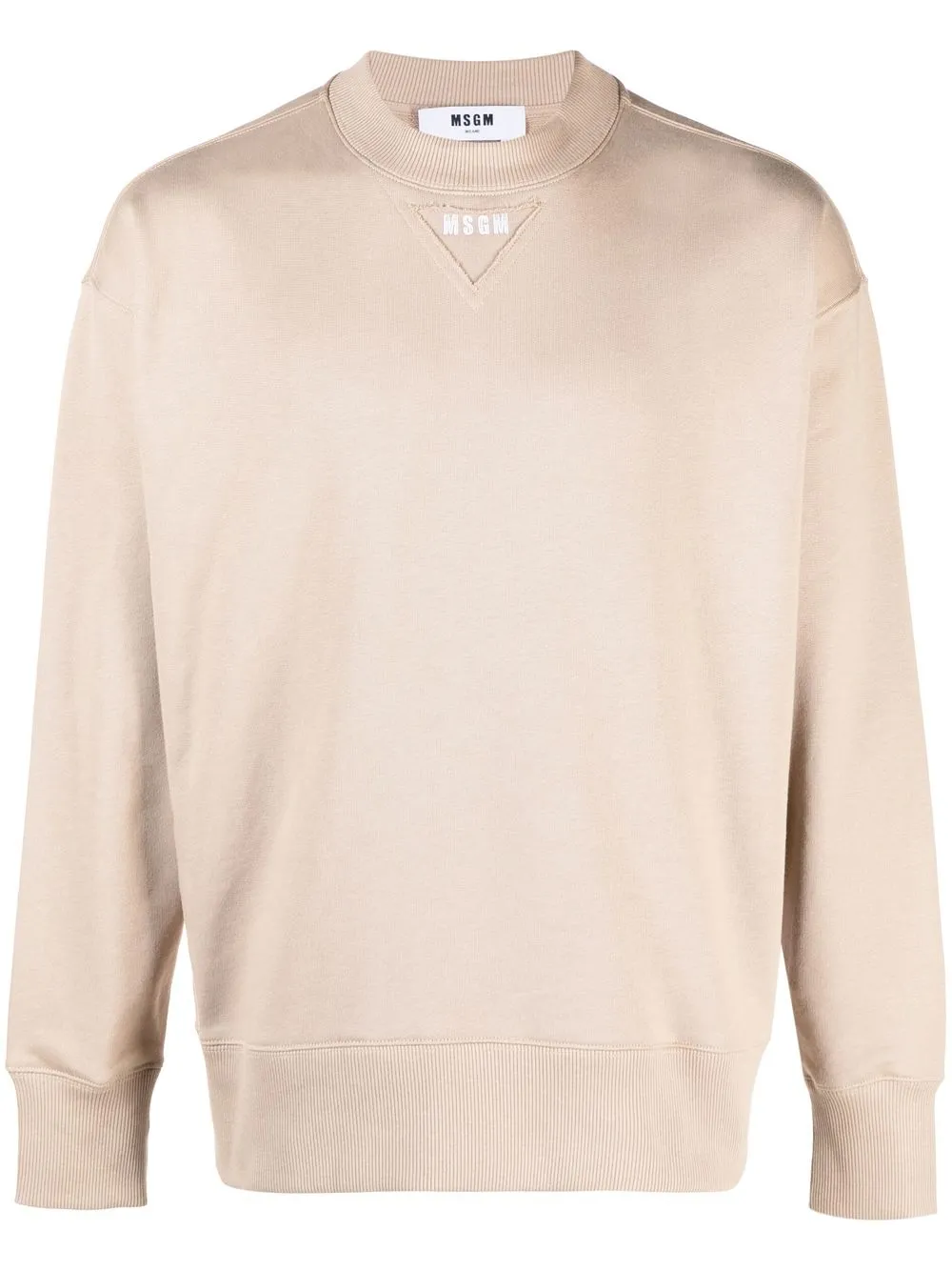 

MSGM logo print high neck cotton jumper - Neutrals