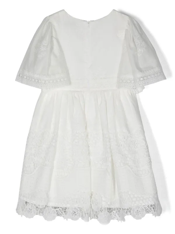 Patachou Embroidered short-sleeved Dress | White | FARFETCH