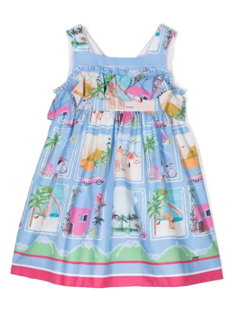 Patachou holidays-print ruffled dress