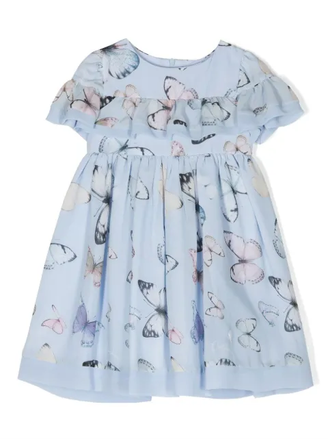 Patachou ruffled butterfly-print dress
