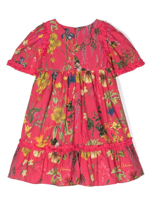 Patachou floral-print cotton dress - Pink