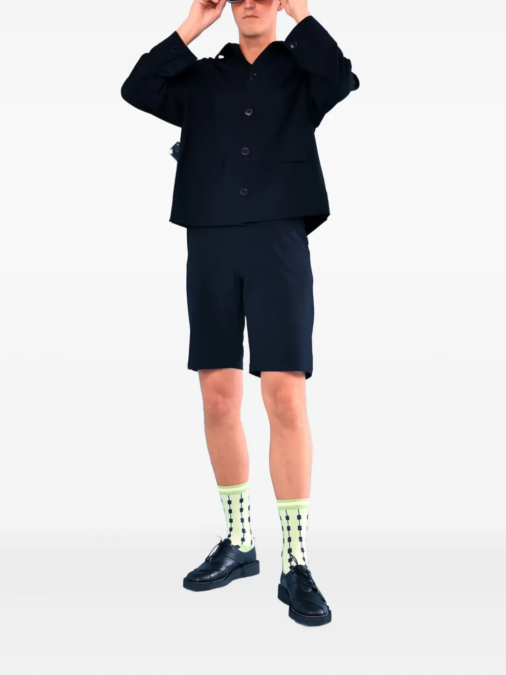 Henrik Vibskov Shorts met paspelzak Blauw