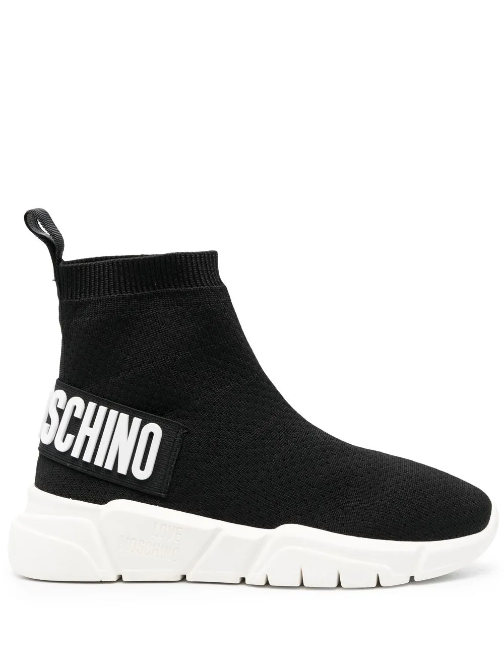 

Love Moschino tenis estilo calcetín con logo en la tira - Negro