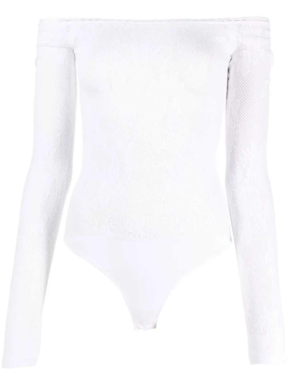 Shop Attico Kim Off-shoulder Bodysuit In 白色