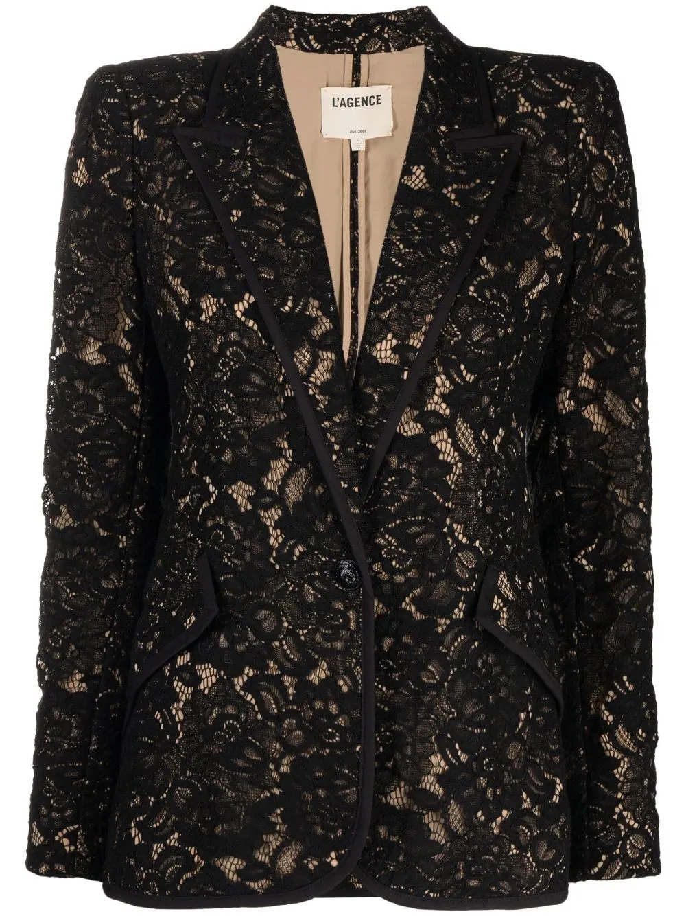 

L'Agence lace single-breasted blazer - Black