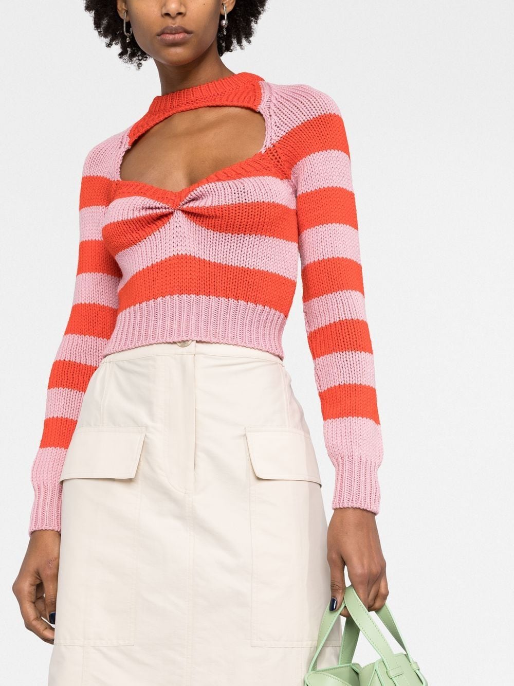 Shop Marni Striped Virgin Wool Jumper In Pink