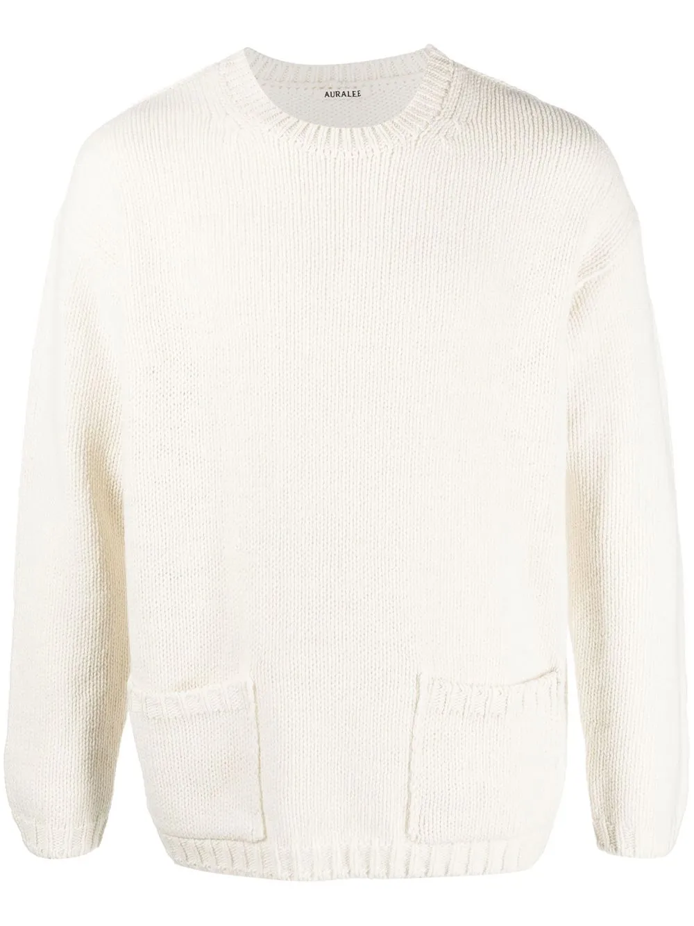 

Auralee patch-pocket wool jumper - White