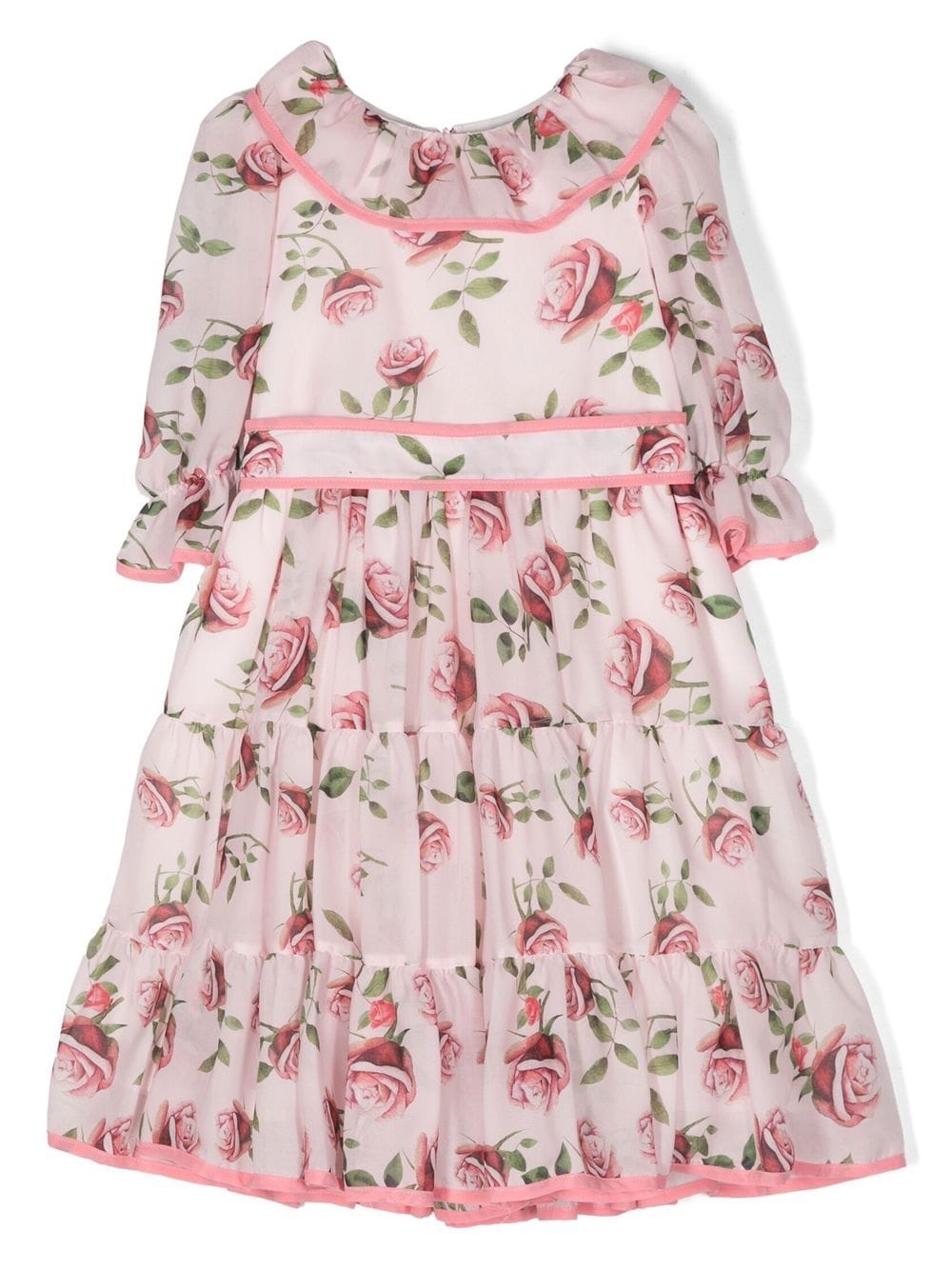 Patachou Kids' Floral-print Short-sleeved Dress In Pink