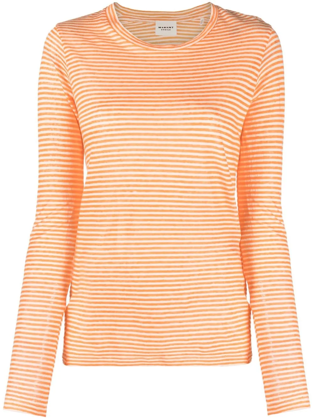 

Isabel Marant Étoile playera con cuello redondo y rayas estampadas - Naranja