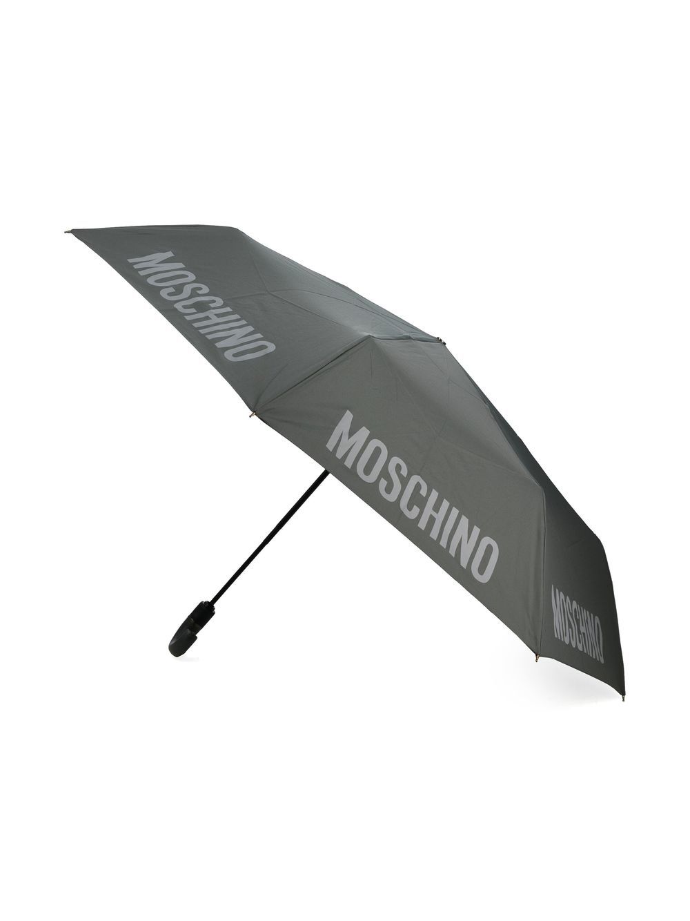 Shop Moschino Logo-print Compact Umbrella In Grey