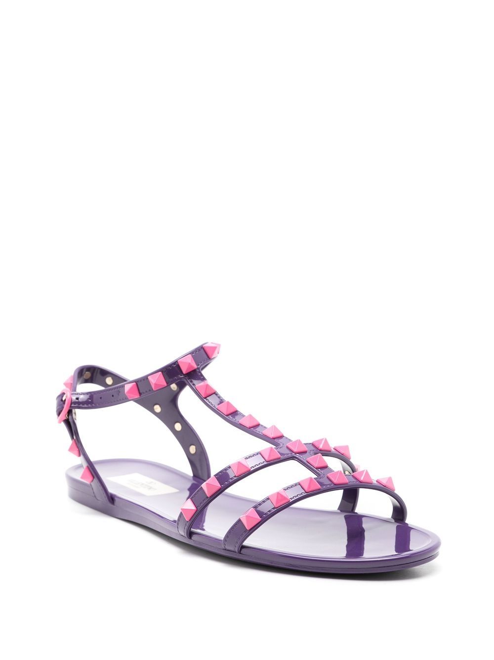 Valentino Garavani Rockstud-embellished flat sandals Purple