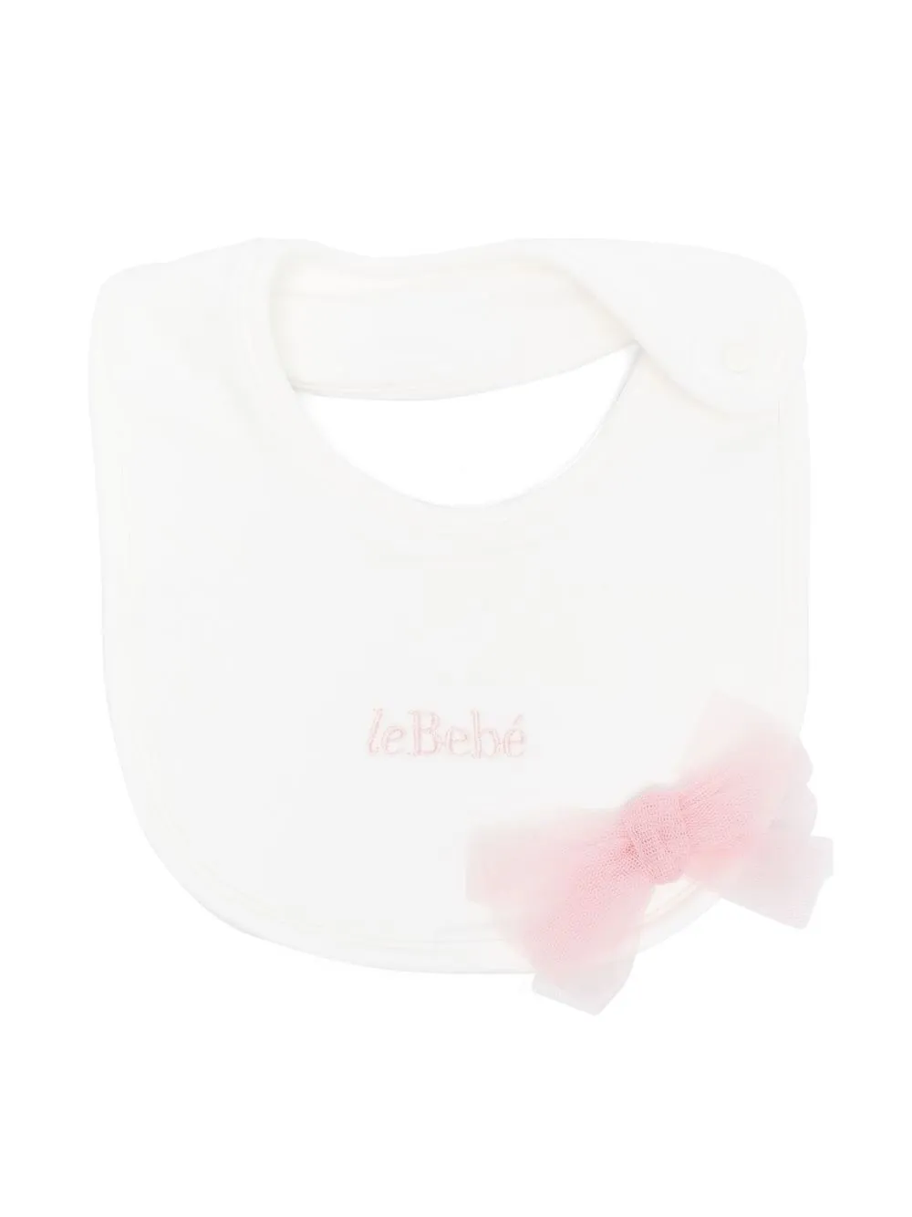 

Le Bebé Enfant bow-detail embroidered bib - White