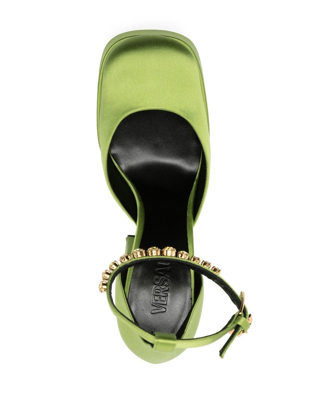 Shop Versace Medusa Aevitas 125mm Satin Pumps In Green