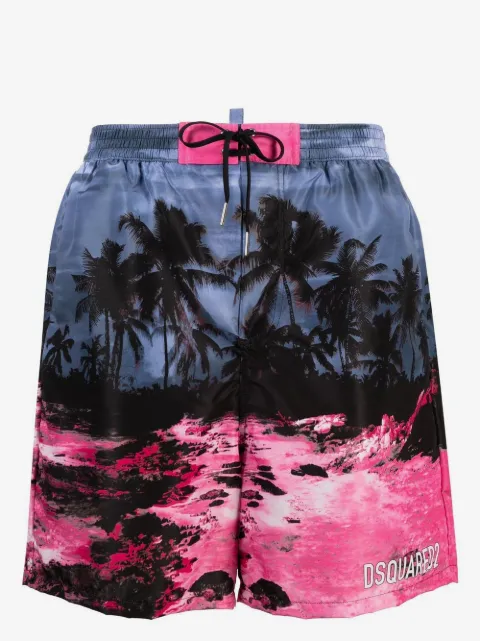 DSQUARED2 shorts de playa con estampado tropical