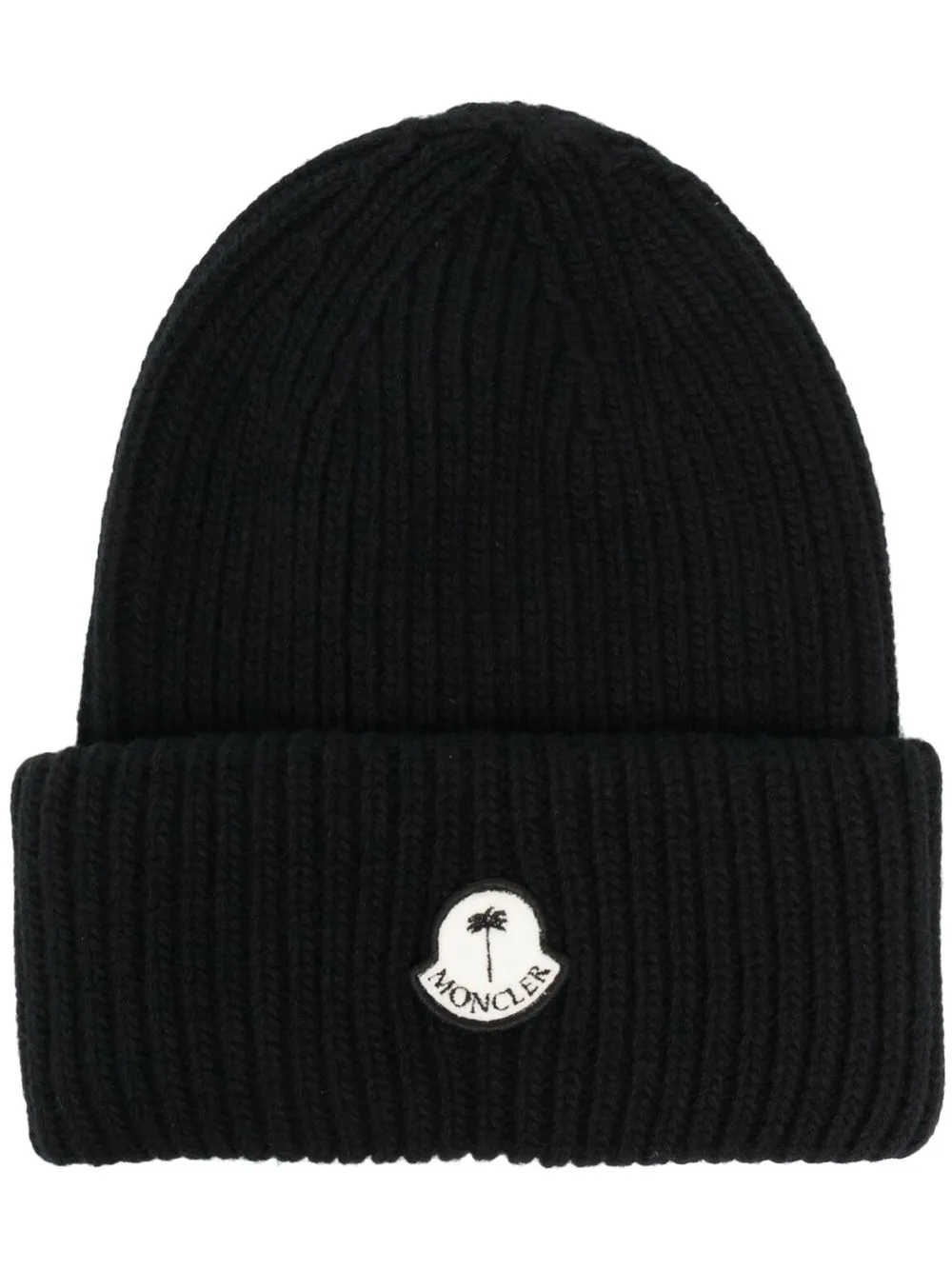 

Moncler Genius logo-patch ribbed-knit beanie - Black