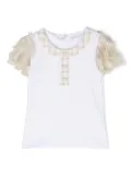 Patachou lace-sleeves T-shirt - White