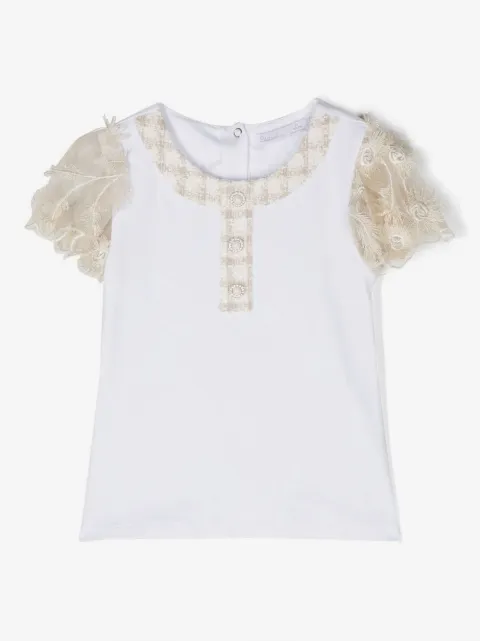 Patachou lace-sleeves T-shirt