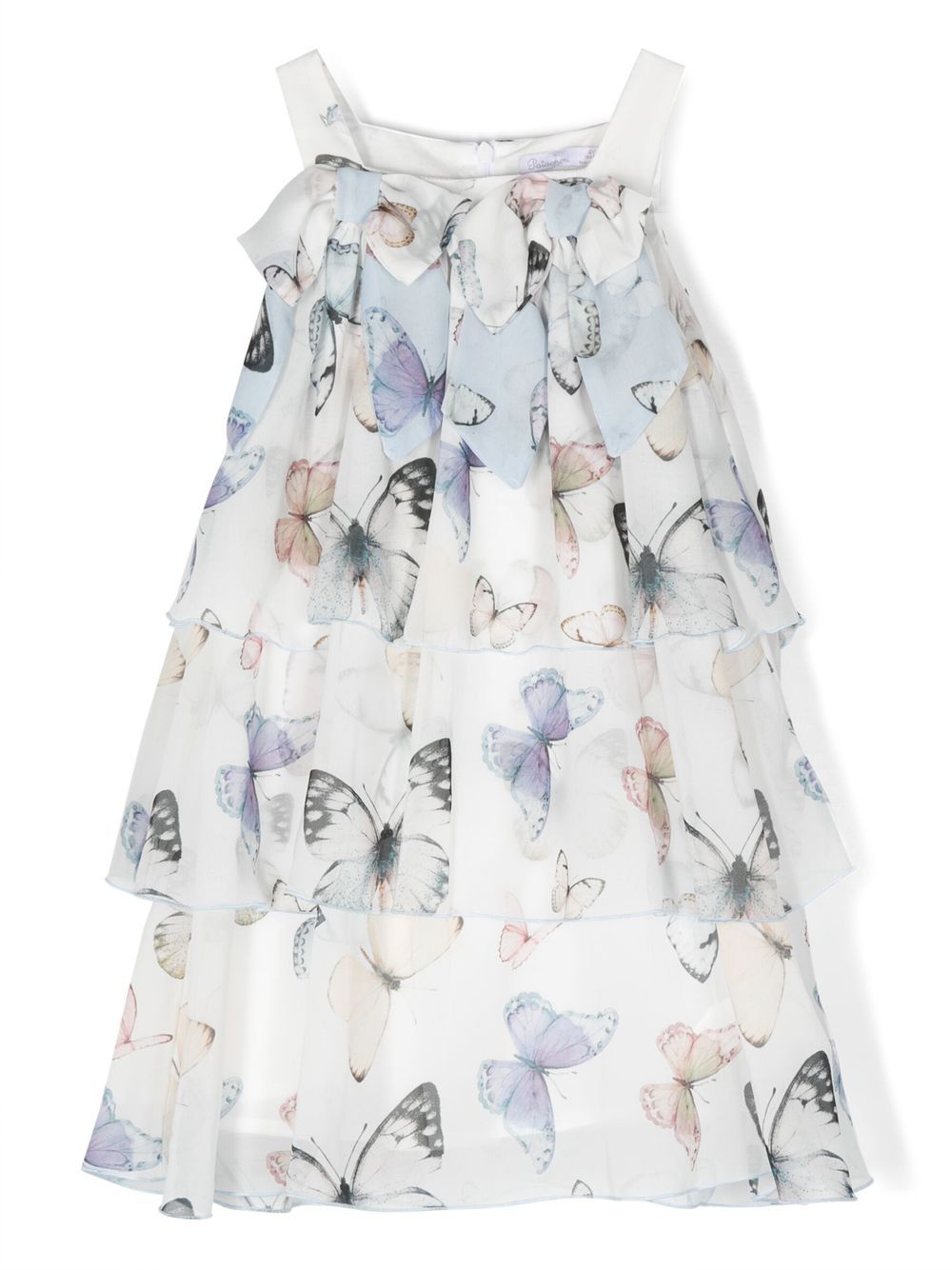 Patachou butterfly-print A-line dress - White