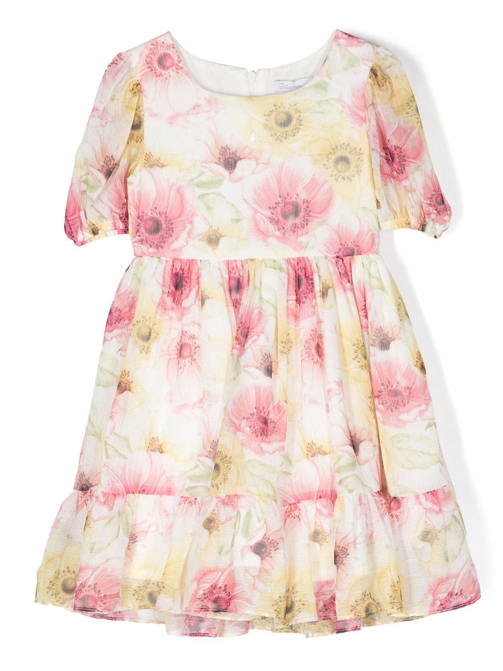 Patachou Kids' Floral-print Flared Dress In Pink