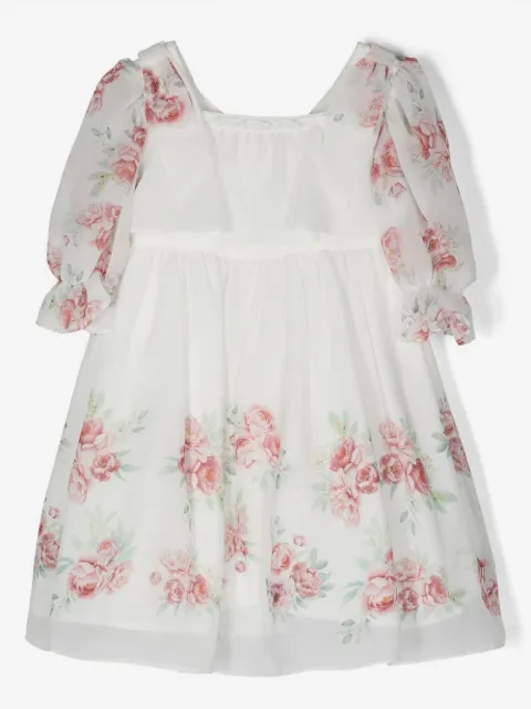Patachou rose-print square-neck dress