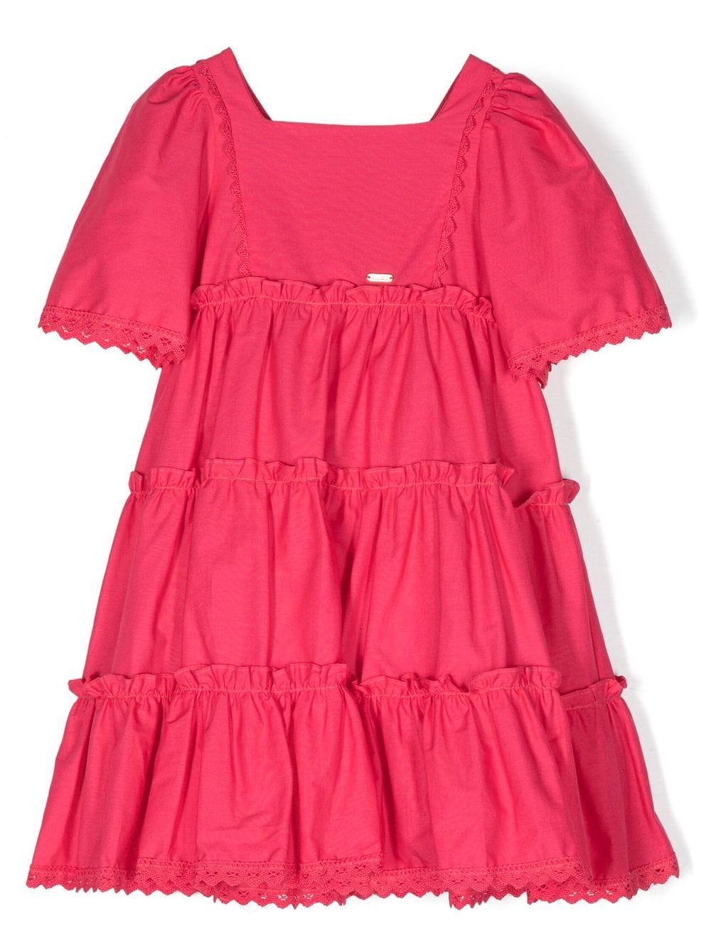 Patachou Kids' Ruffle-detail Tiered Dress In Pink