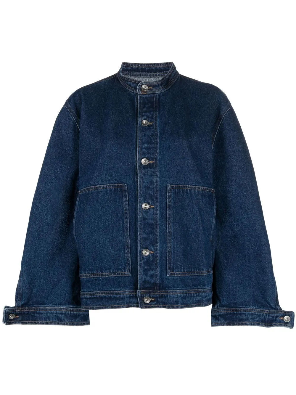 Henrik Vibskov Collarless button-up Denim Jacket - Farfetch