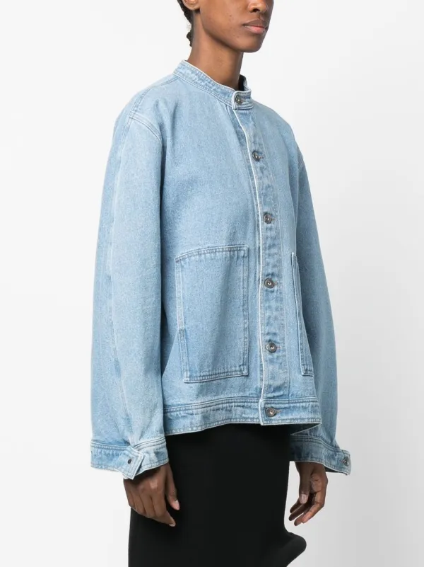 Henrik Vibskov Collarless button-up Denim Jacket - Farfetch