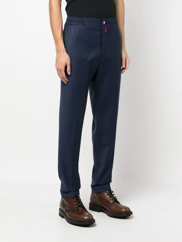 【送料&関税込】Kiton Straight Pants Kiton Elasticated straight-leg Trousers | Blue | FARFETCH BH