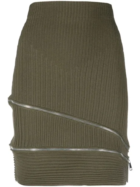 ANDREĀDAMO zip-detail ribbed skirt 