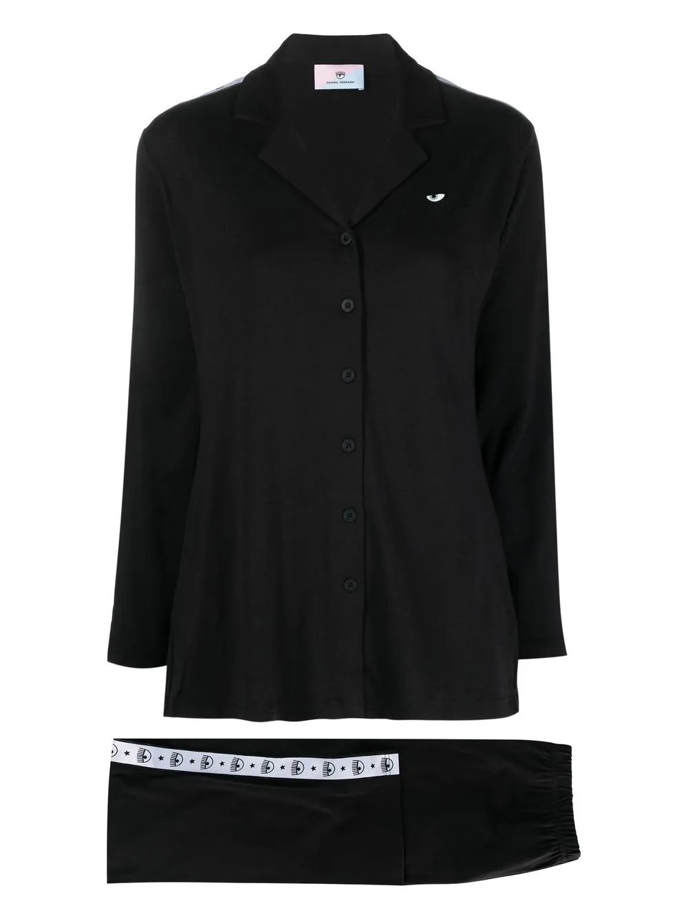 

Chiara Ferragni logo-tape long-sleeve pajamas - Black