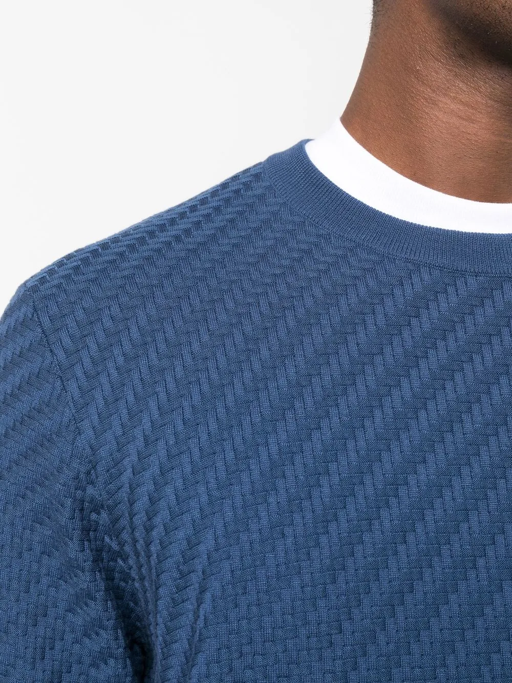 Brioni Textured Ribbed-trim Jumper In Blue