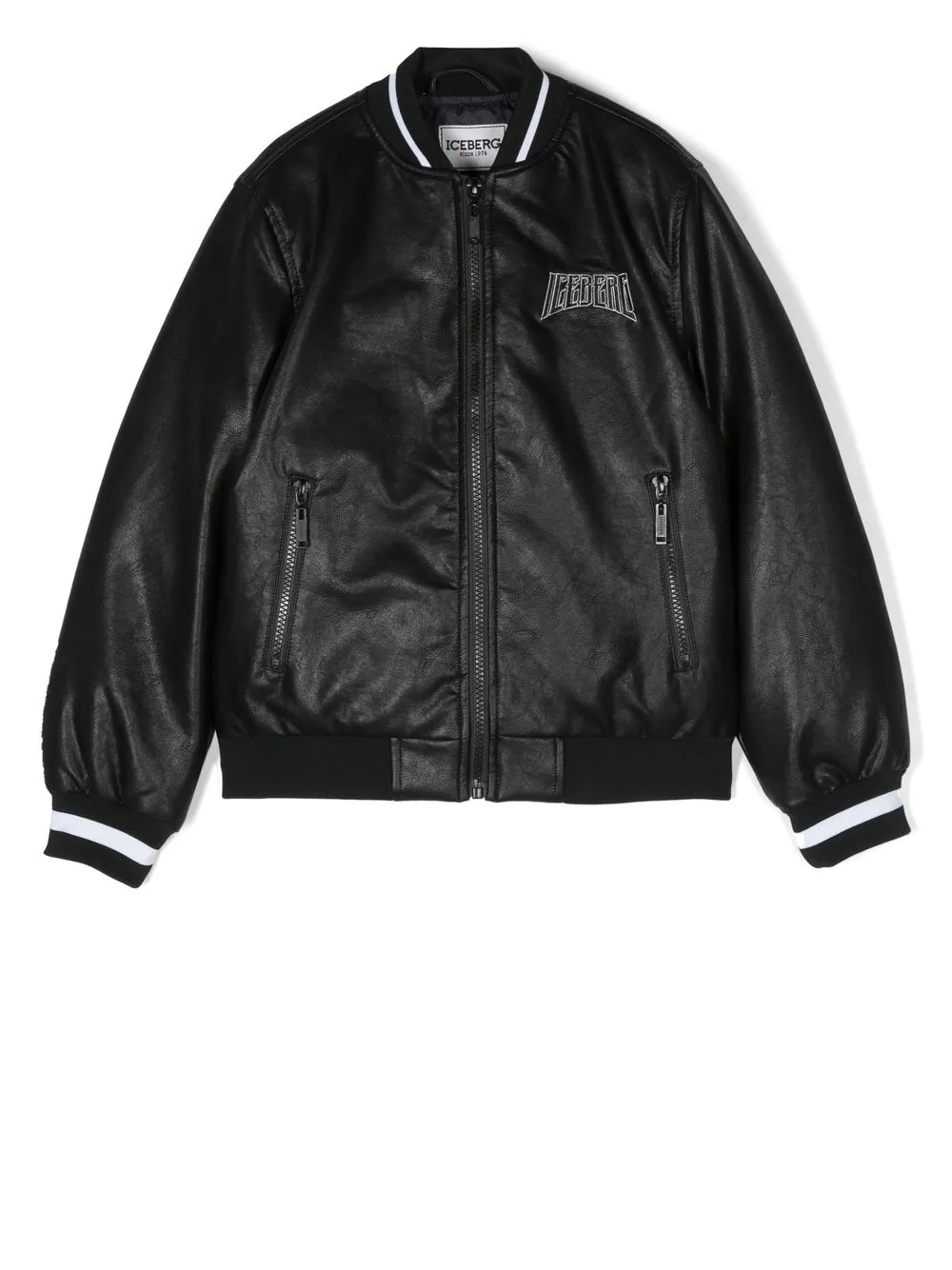 

Iceberg Kids logo faux-leather bomber jacket - V1 NERO