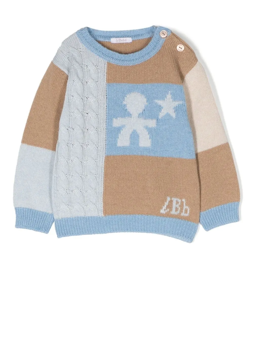 

Le Bebé Enfant graphic-print panelled jumper - Blue