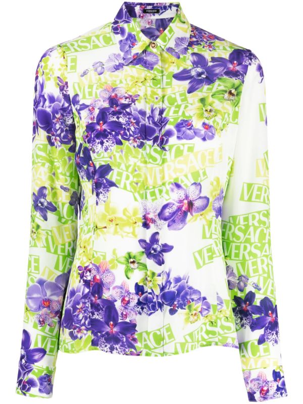 Versace Floral-Print Silk Shirt