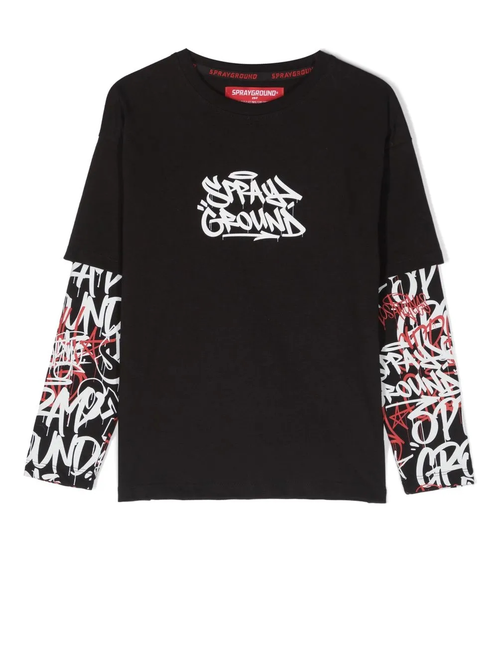 

sprayground kid graphic-print double-sleeve T-shirt - Black