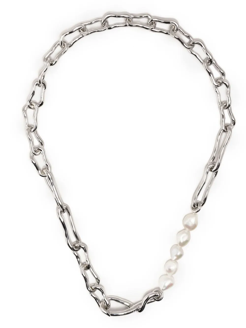 

Missoma Molten knot pearl link necklace - Silver