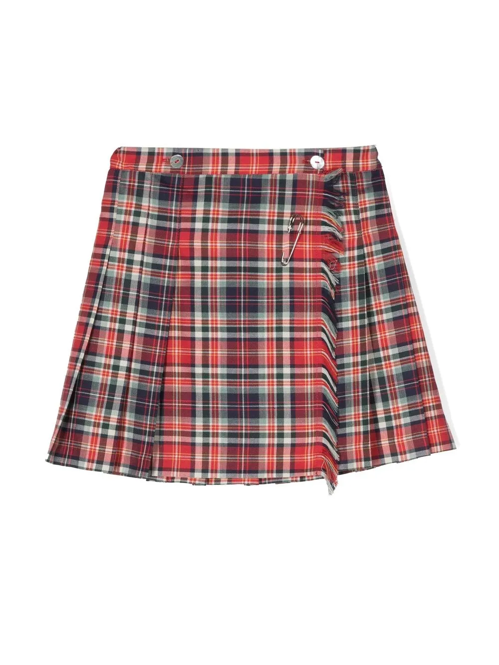 

Mariella Ferrari tartan-print frayed-trim skirt - Red