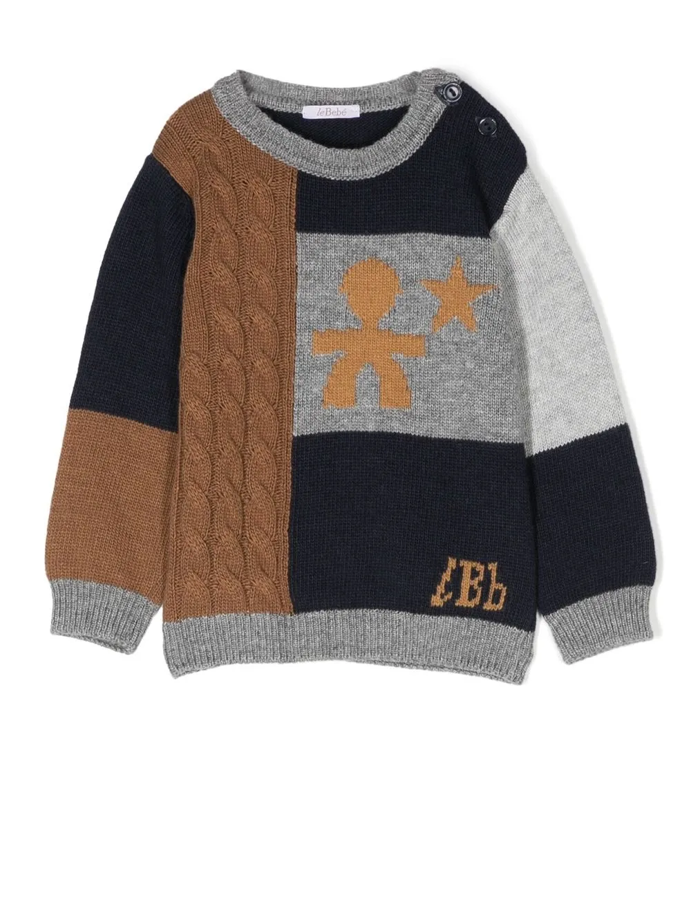 

Le Bebé Enfant graphic-print panelled jumper - Blue