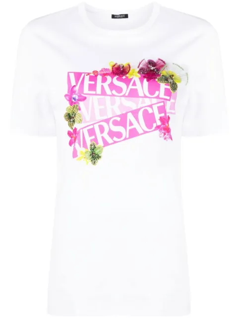 Versace floral logo-print T-shirt