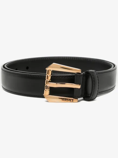 Versace logo-engraved leather belt