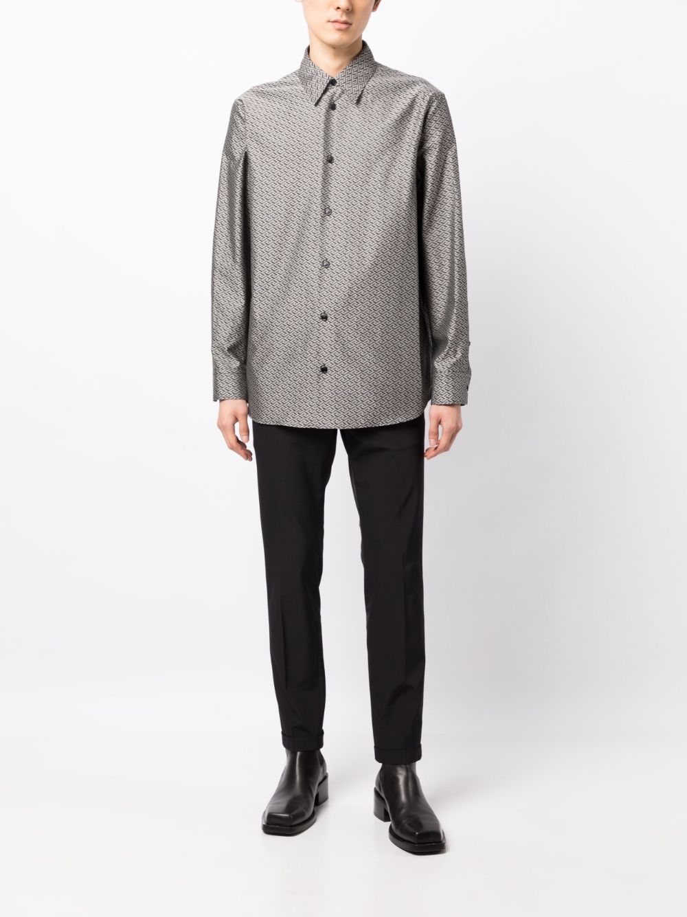 Versace Greca Signature-print poplin shirt - Beige