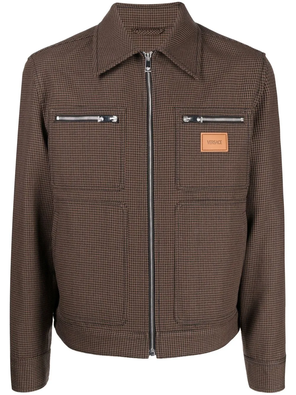 

Versace wool check-pattern shirt jacket - Brown