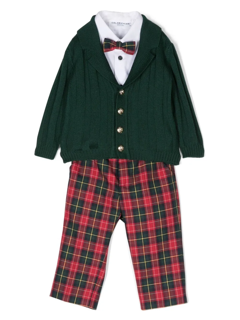 

Colorichiari tartan-print four-piece set - Green