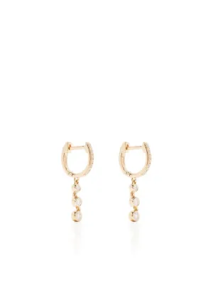 Mizuki パール＆ダイヤモンド フープピアス 14Kイエローゴールド