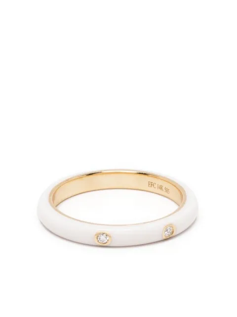 Ef Collection anillo en oro amarillo de 14kt con diamantes y esmalte