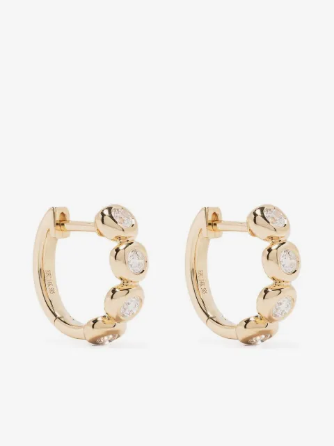 Ef Collection 14kt yellow gold Pillow diamond huggie earring