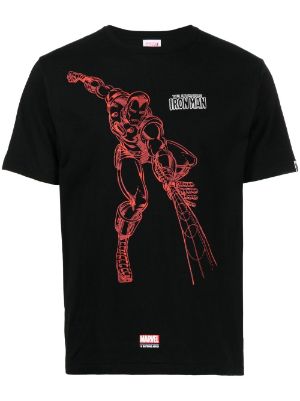A BATHING APE® x Marvel Iron-man Print Detail T-shirt - Farfetch