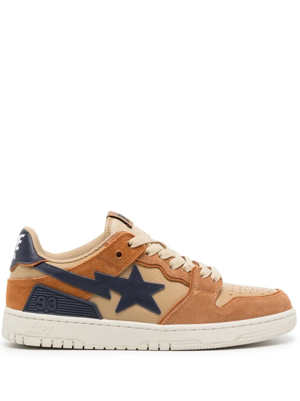 

A BATHING APE® tenis con agujetas y parche de estrella - Marrón