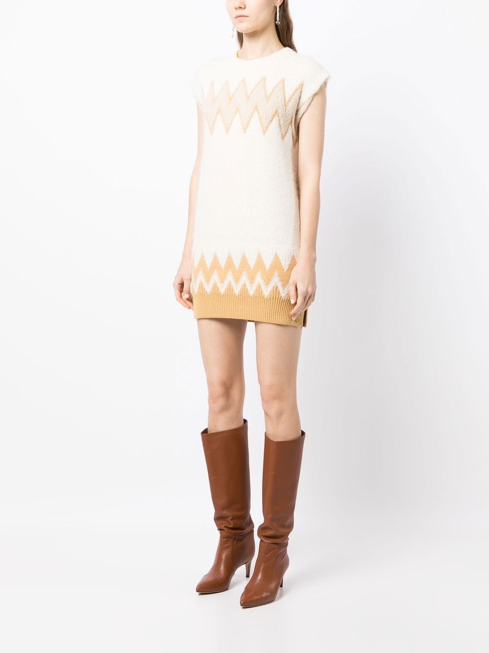 Shop Onefifteen Zigzag Embroidered Mini Dress In 白色