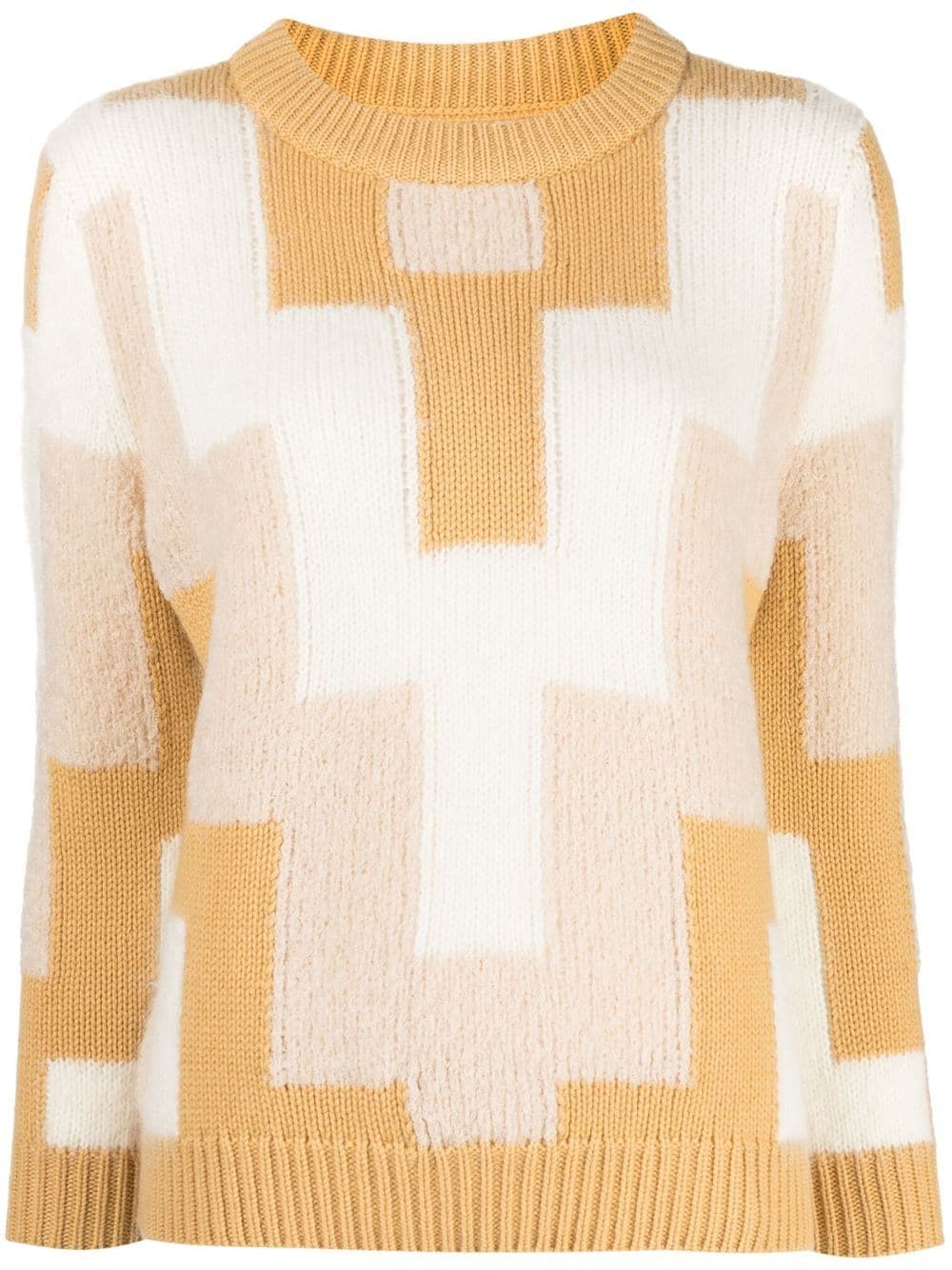 Image 1 of Onefifteen geometric-panelled knit sweater